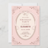 Invitation Rose doux vintage classique anniversaire romantiqu (Devant)
