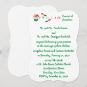 Invitation rose drapeau italien Italie (Devant / Derrière)