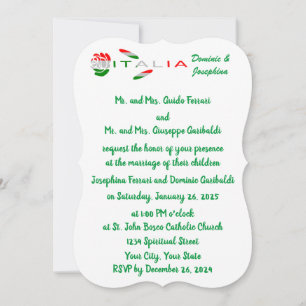 Invitation rose drapeau italien Italie
