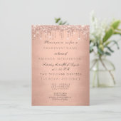 Invitation Rose Drips Gold Royal Parties scintillant 16e Fête (Debout devant)