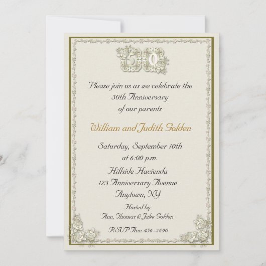 Invitation Rose du 50e anniversaire (Devant)