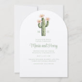 Invitation Rose du désert Cactus Mariage Monogramme (Devant)