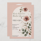 Invitation Rose du désert Fête des mariées rose et verte (Devant / Derrière)
