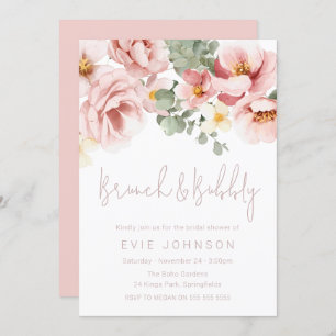 Invitation Rose Dusty Brunch & Fête des mariées Bubbly