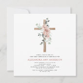 Invitation Rose Dusty de la première fille de la Communion (Devant)