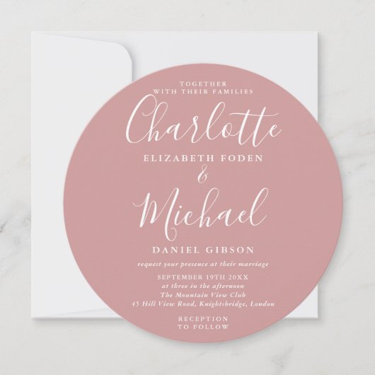 Invitation Rose Dusty Elegant Script Circulaire Mariage photo (Devant)