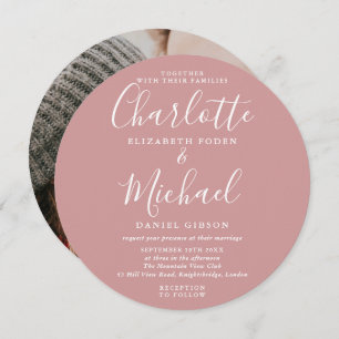 Invitation Rose Dusty Elegant Script Circulaire Mariage photo