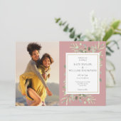 Invitation Rose Dusty Feuille  photo Mariage (Debout devant)