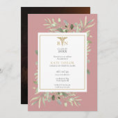 Invitation Rose Dusty Greenery RN Nursing Graduation Photo En (Devant / Derrière)