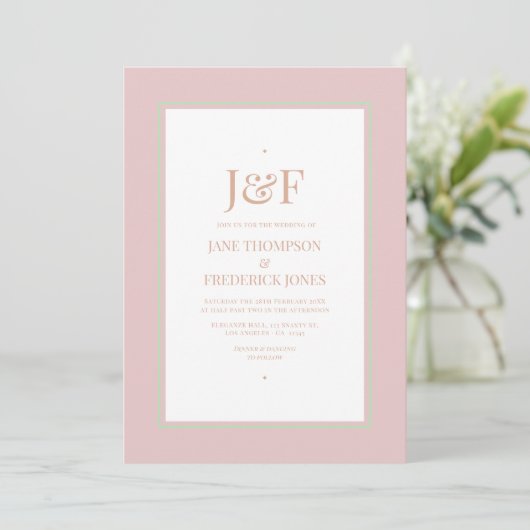 Invitation Rose Dusty, Mint Green et Blush Mariage (Debout devant)