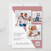 Invitation Rose Dusty Photo Wedding Inviter QR Code Enregistr (Devant)