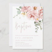 Invitation Rose Dusty & Sage Floral Baptême (Devant)