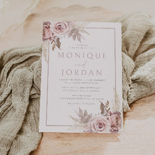 Invitation Rose Dusty tendance Floral Boho Mariage
