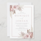 Invitation Rose Dusty tendance Floral Boho Mariage (Devant)