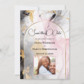 Invitation Rose ébène et marbre Abstrait or (Devant)