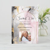 Invitation Rose ébène et marbre Abstrait or (Debout devant)