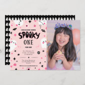 Invitation Rose éffrayant un halloween fille 1er anniversaire (Devant / Derrière)