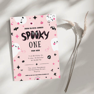 Invitation Rose éffrayant un halloween fille 1er anniversaire