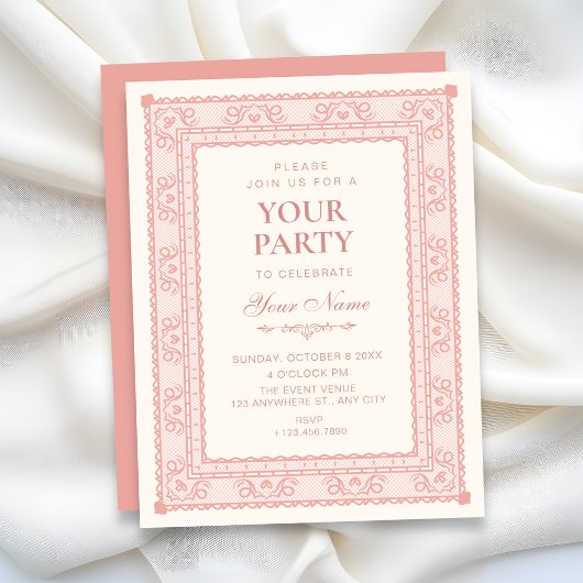 Invitation Rose élégant