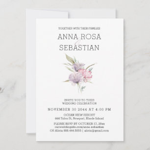 Invitation *~* Rose élégant AR15 PINK Floral Mariage RSVP