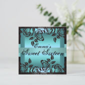 Invitation rose élégant bleu de l'anniversaire (Debout devant)