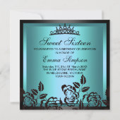 Invitation rose élégant bleu de l'anniversaire (Dos)