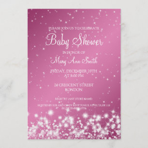 Invitation Rose élégant d'étincelle d'hiver de baby shower
