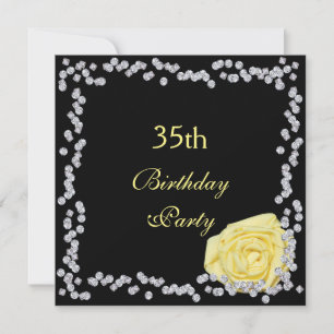 Invitation Rose Élégant & Diamants 35e Anniversaire