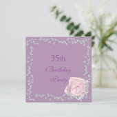 Invitation Rose Élégant & Diamants 35e Anniversaire (Debout devant)