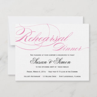 Invitation Rose élégant d'invitation de dîner de répétition