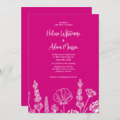 Invitation Rose | Élégant Fleur sauvage Wekdding (Devant / Derrière)