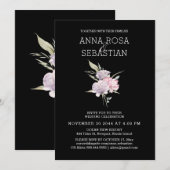 Invitation *~* Rose Élégant PINK Floral AR15 Mariage RSVP (Devant / Derrière)