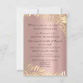 Invitation Rose élégante de jungle dorée Mariage Anniversaire (Devant)