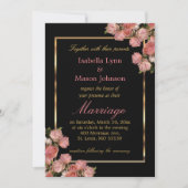 Invitation rose élégante de roses de mariage (Devant)