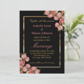 Invitation rose élégante de roses de mariage (Debout devant)