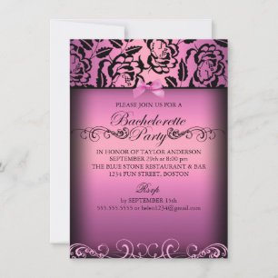 Invitation rose élégante rose de partie de