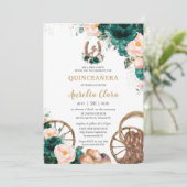 Invitation Rose Émeraude Vert de Blush Wild West Quinceañera (Debout devant)