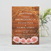 Invitation Rose en Bois (Debout devant)