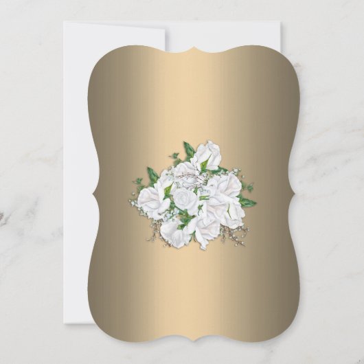 Invitation Rose en cascade Elegant Mariage or (Dos)