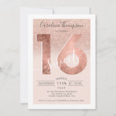 Invitation Rose en feuille d'or parties scintillant script br (Devant)