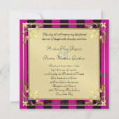 Invitation rose en filigrane de rayure d'or (Dos)