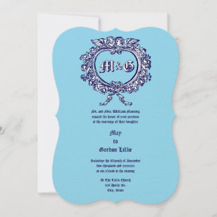 Invitation Rose en forme de coeur Cartouche & Cherub Couple