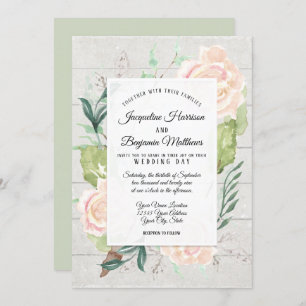 Invitation Rose en ivoire floral en bois de fleurs russes