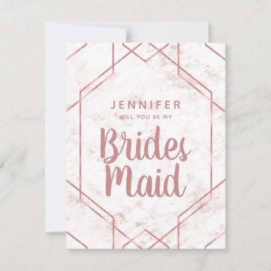 Invitation Rose en marbre blanc et blanc Proposition de la se (Devant)