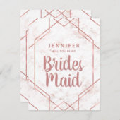 Invitation Rose en marbre blanc et blanc Proposition de la se (Devant / Derrière)