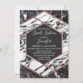 Invitation Rose en marbre moderne doré Hexagon doux Hexagon S (Devant)