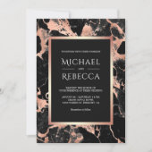 Invitation Rose en marbre noir de charbon de bois Or tout en  (Devant)