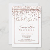 Invitation Rose en or confetti blanc script nuptiale douche (Devant)