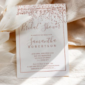 Invitation Rose en or confetti blanc script nuptiale douche