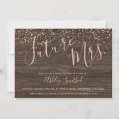 Invitation Rose en or confetti bois de chute Mme nuptiale dou (Devant)
